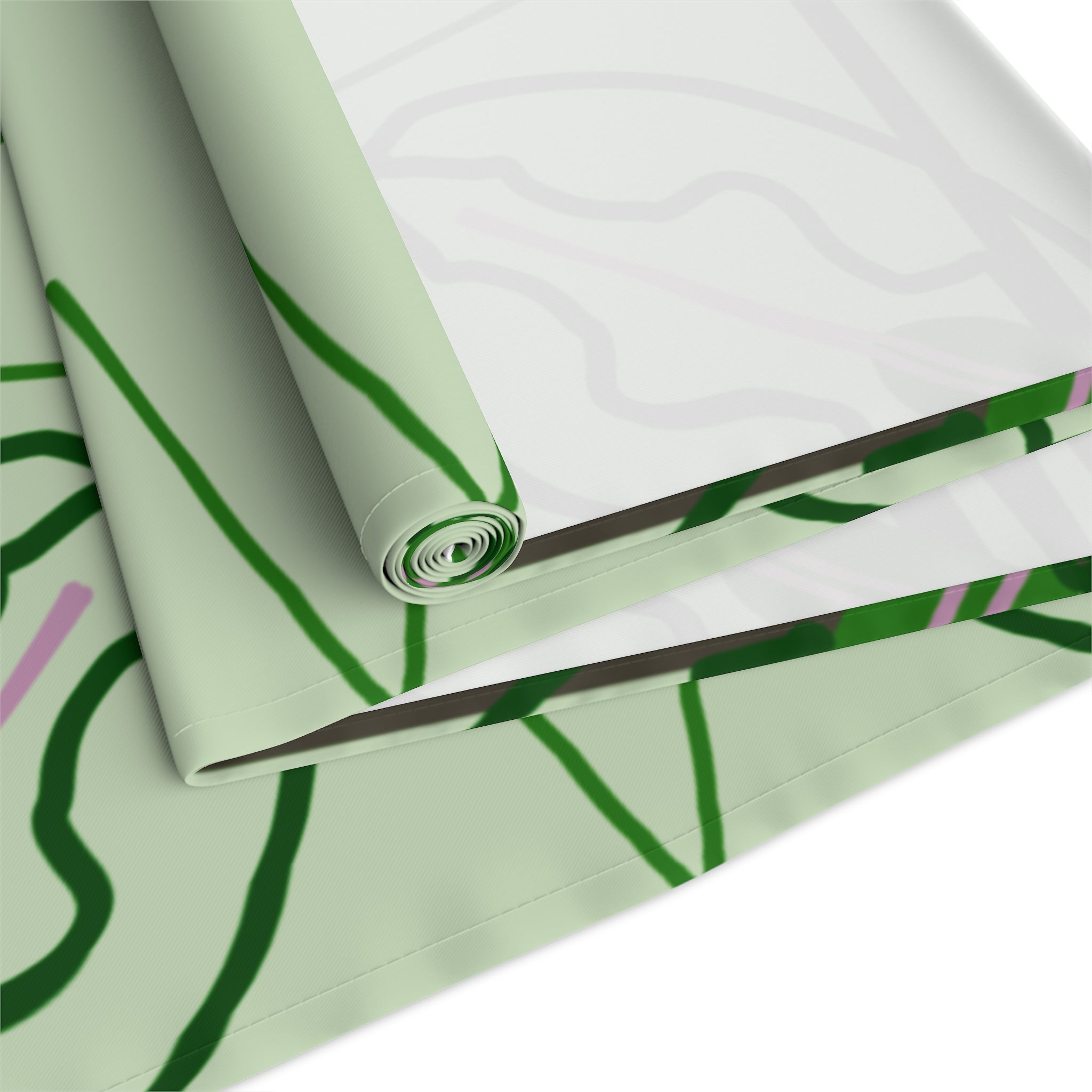 Green Geometric Floral Table Runner
