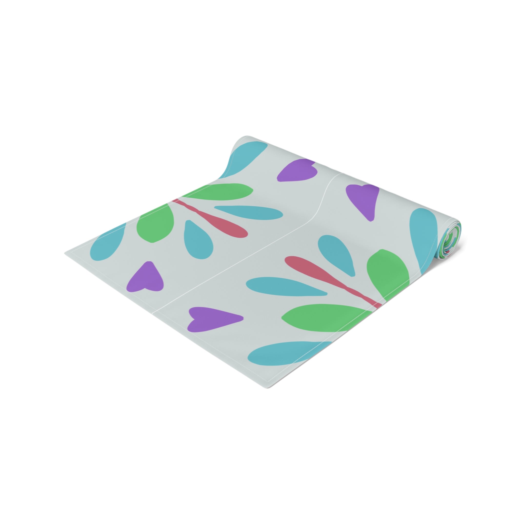 Floral Geometric Table Runner — Pastel Heart & Petal Pattern