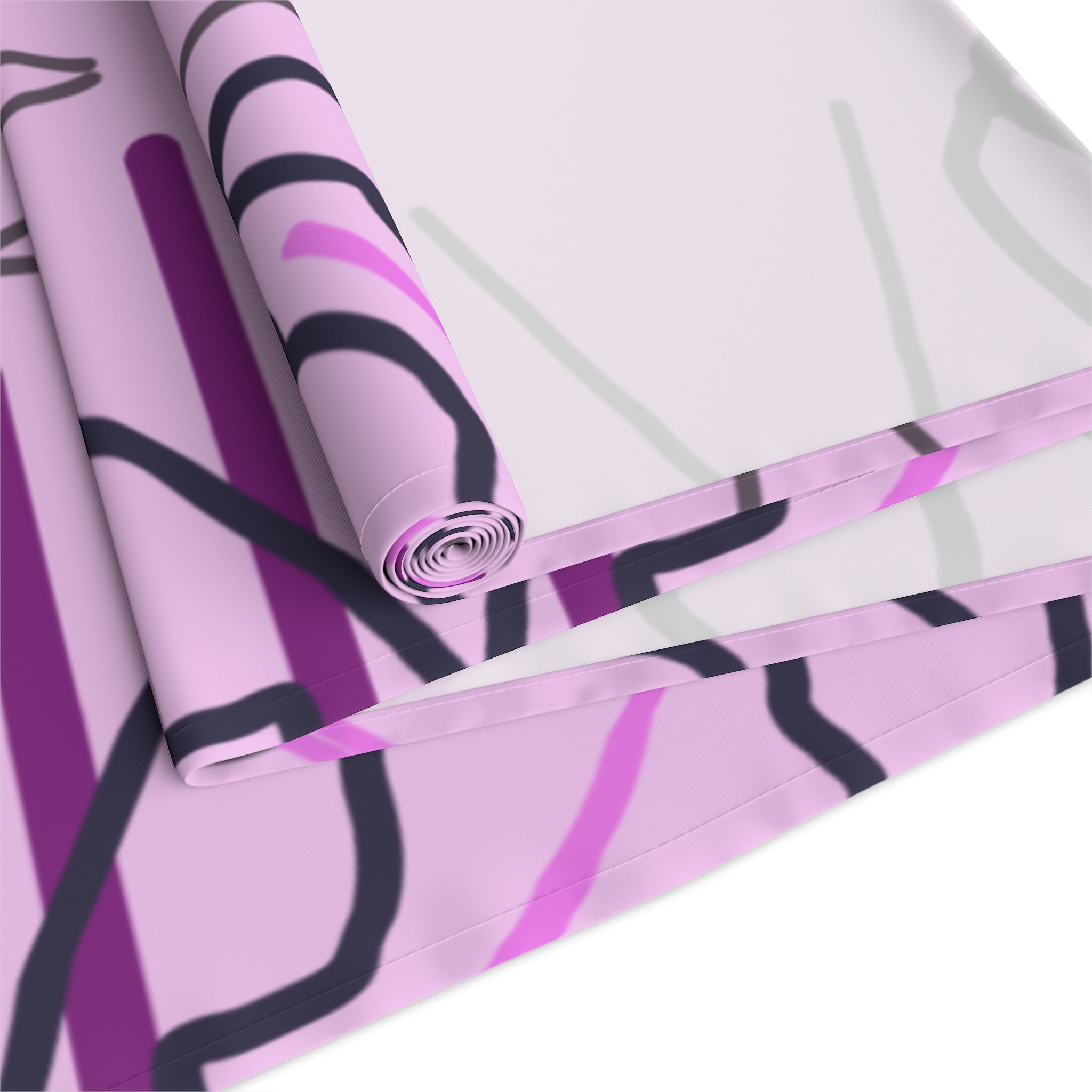 Pink Floral Geometric Table Runner — Modern Blossom Dining Decor