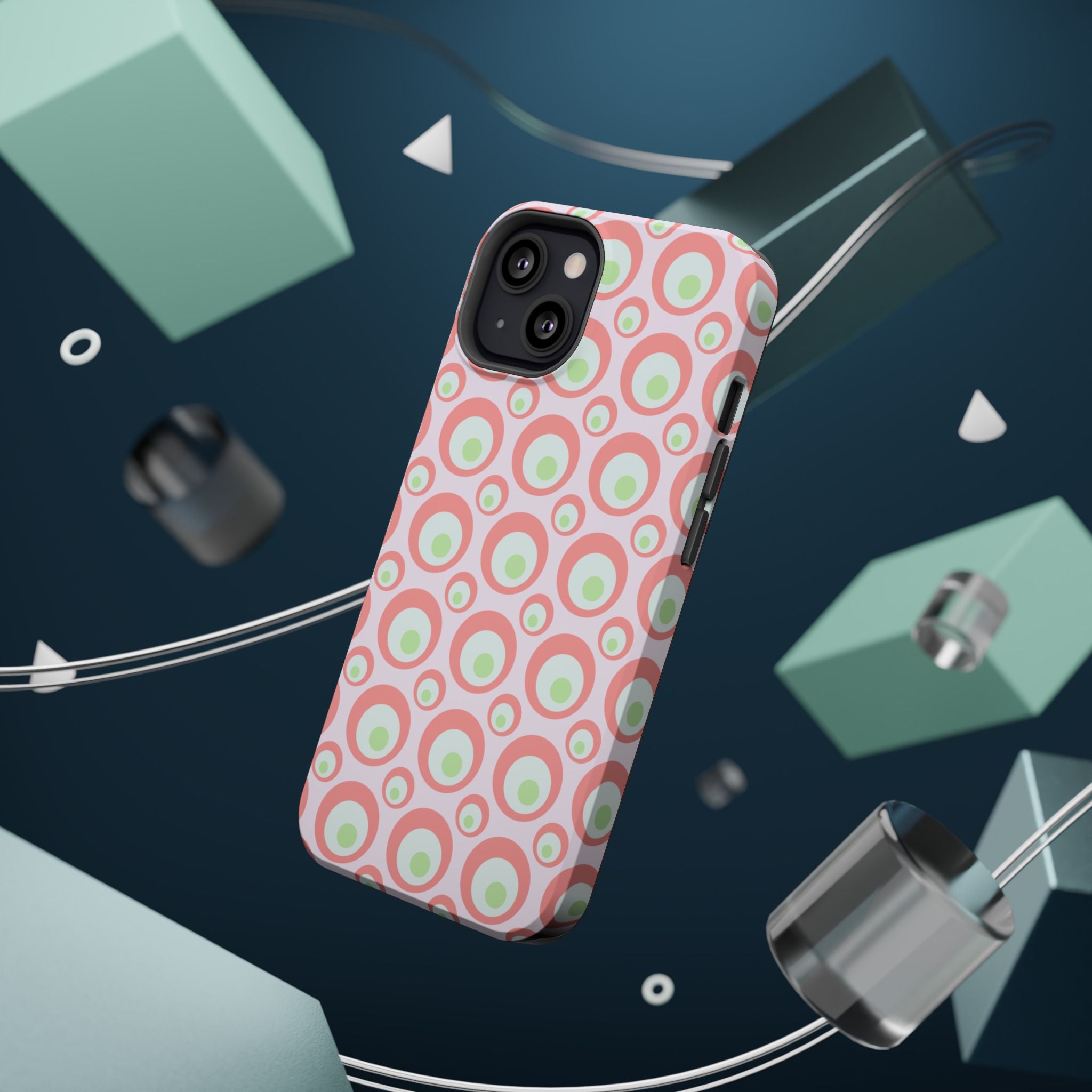 Pink Retro Circles Magnetic Impact-Resistant Phone Case