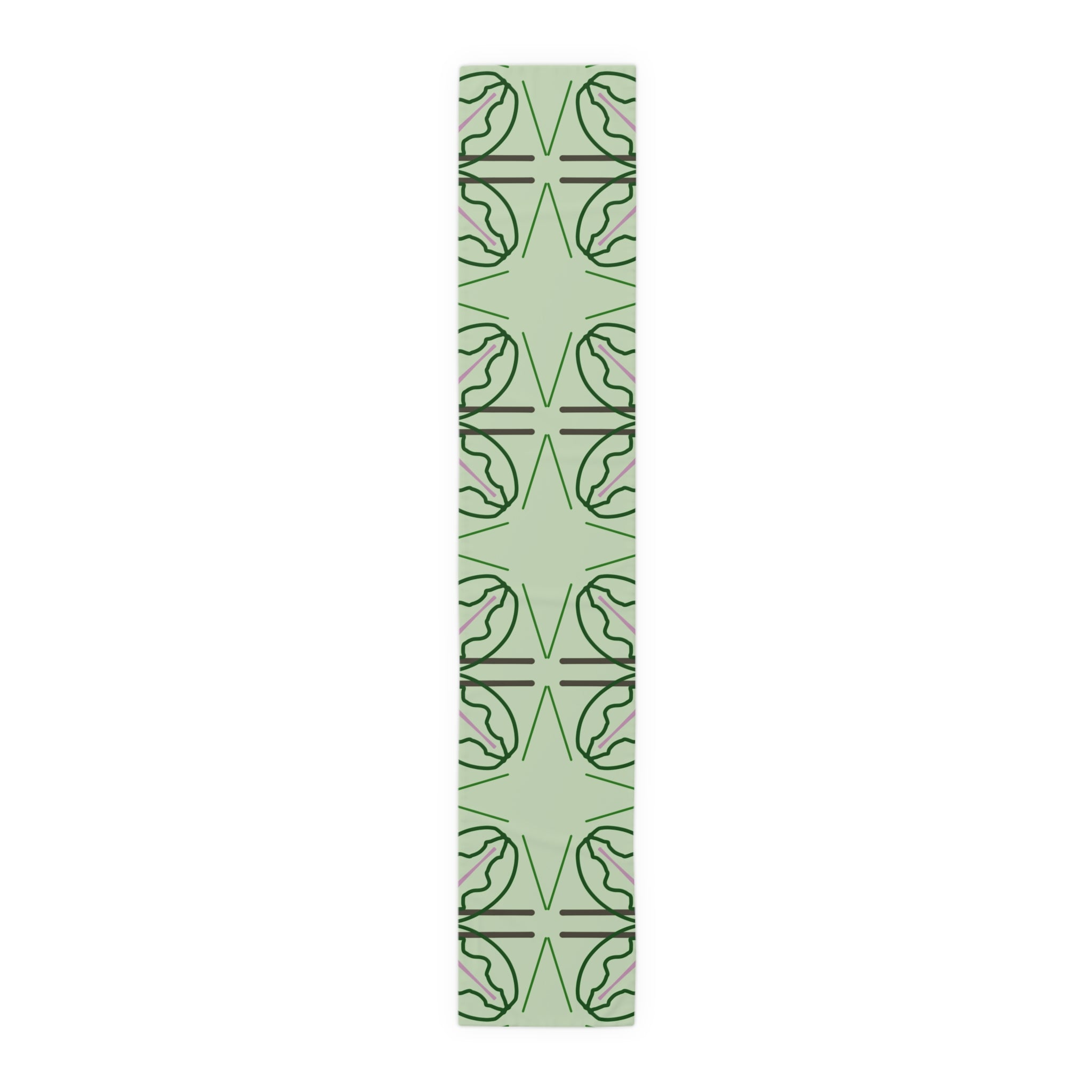 Green Geometric Floral Table Runner