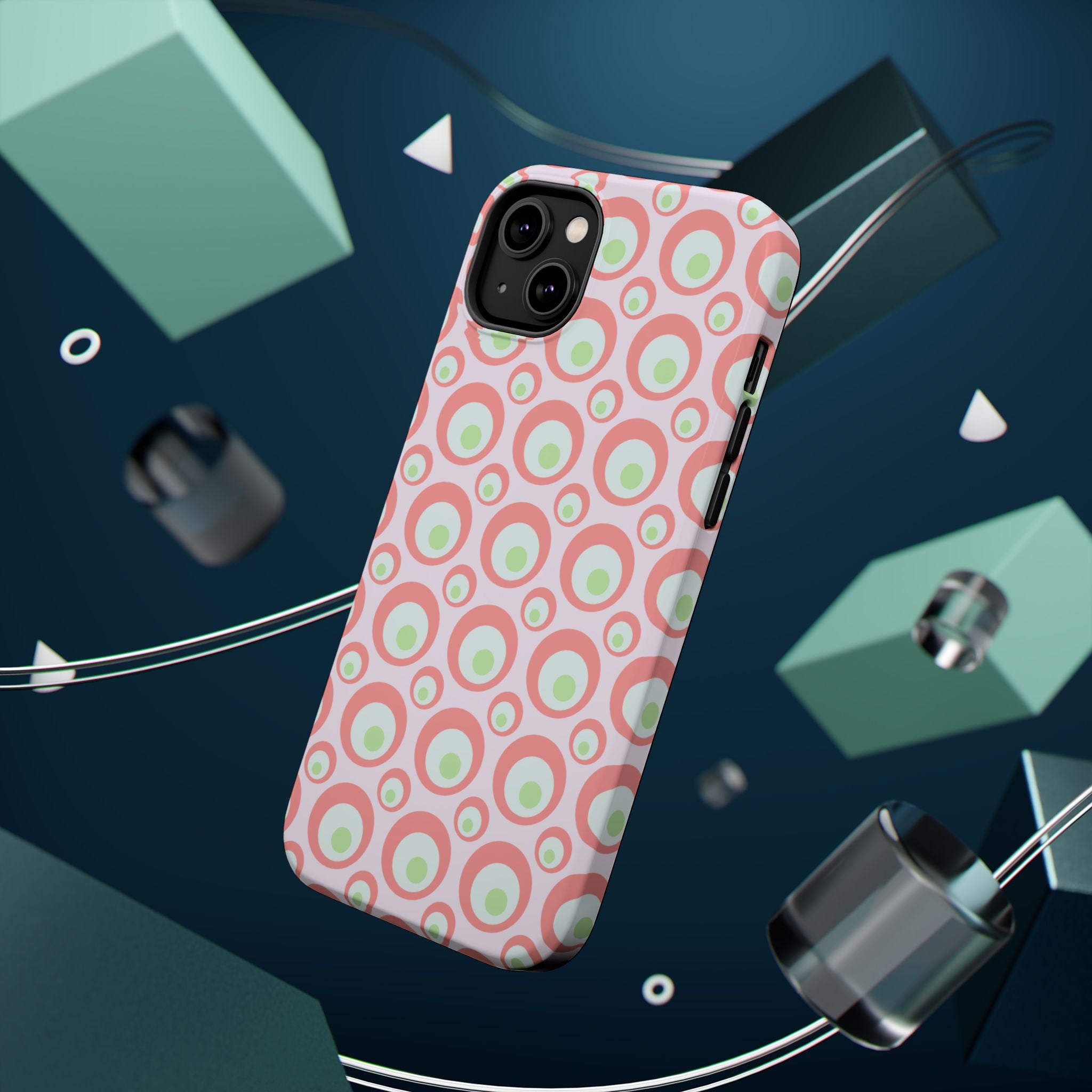 Pink Retro Circles Magnetic Impact-Resistant Phone Case