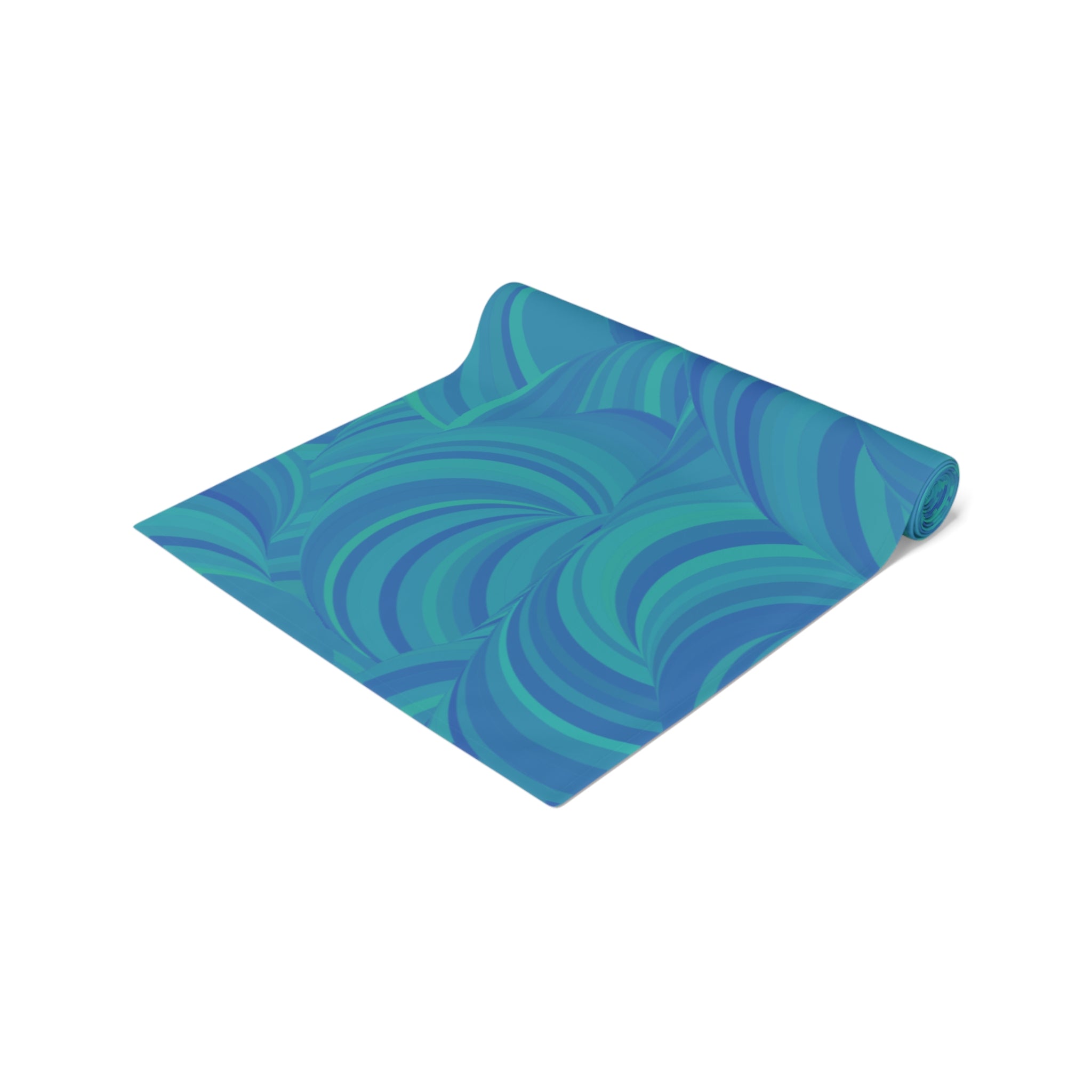 Blue Teal Swirl Table Runner — Abstract Coastal Pattern for Dining & Entertaining