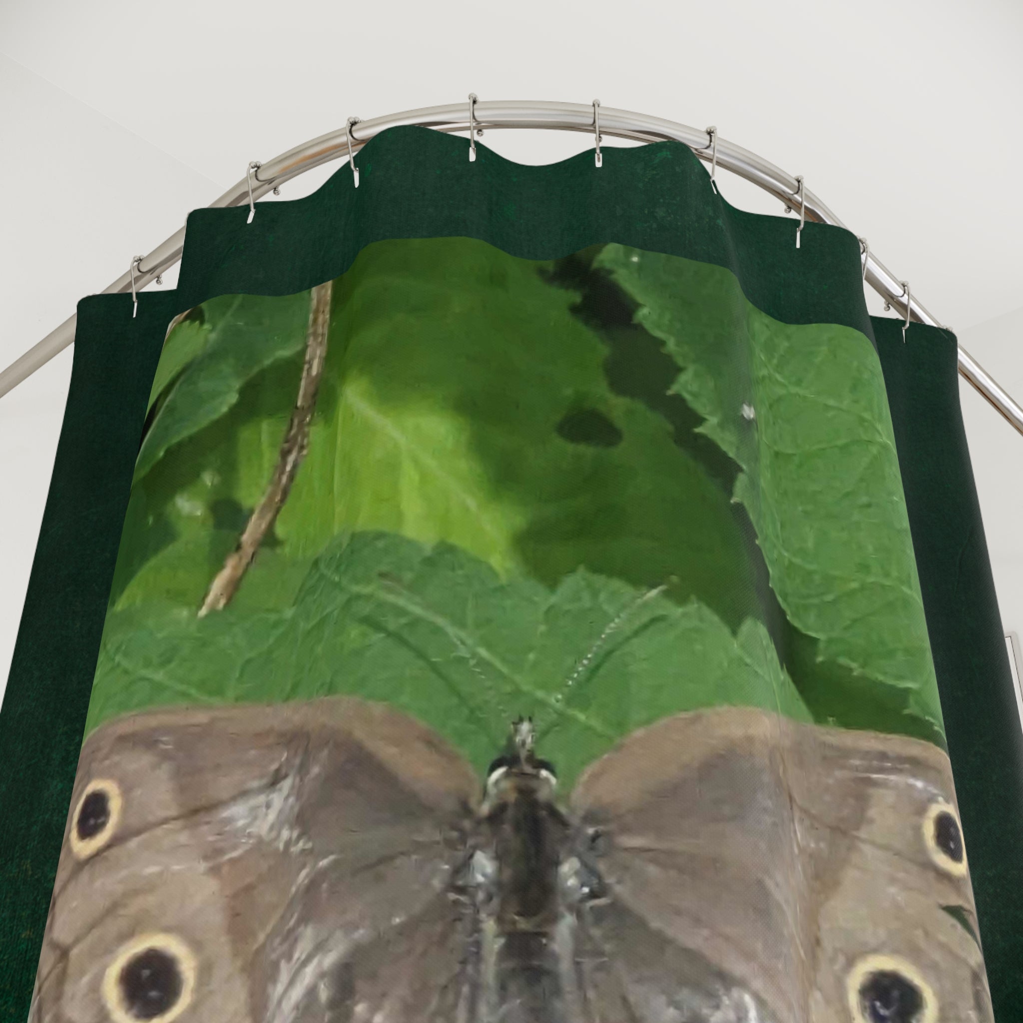 Butterfly Leaf Shower Curtain — Nature-Inspired Moth Print Bathroom Decor