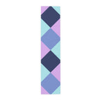 Pastel Geometric Table Runner — Blue Lavender Diamond Pattern
