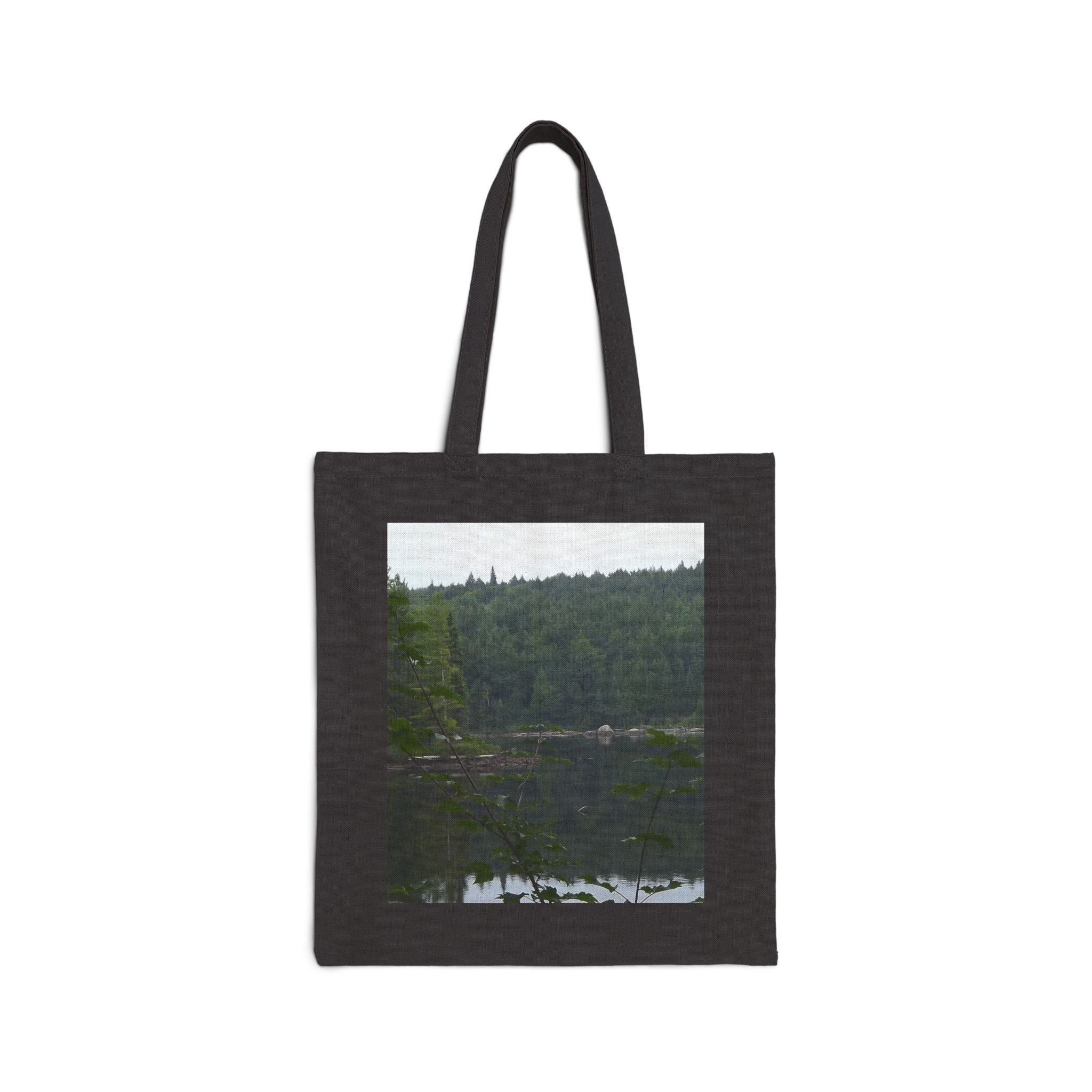Canvas Tote Bag — Nature Photo Prints (Forest Lake & Brown Butterfly)