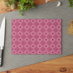 Pink Heart Pattern Glass Cutting Board — Decorative Kitchen Chopping Board