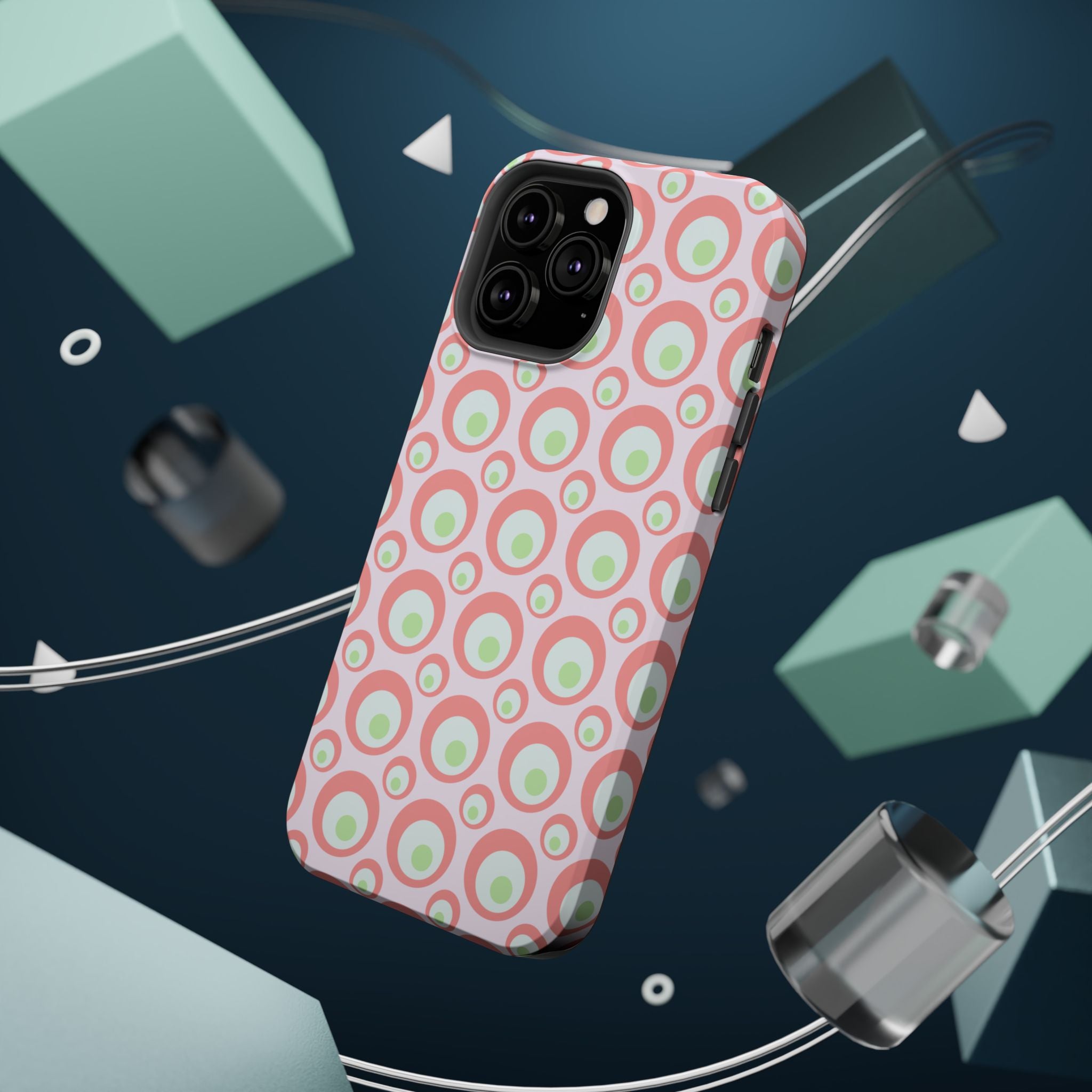 Pink Retro Circles Magnetic Impact-Resistant Phone Case