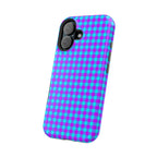 Phone Case — Blue & Purple Gingham Magnetic Impact-Resistant Case