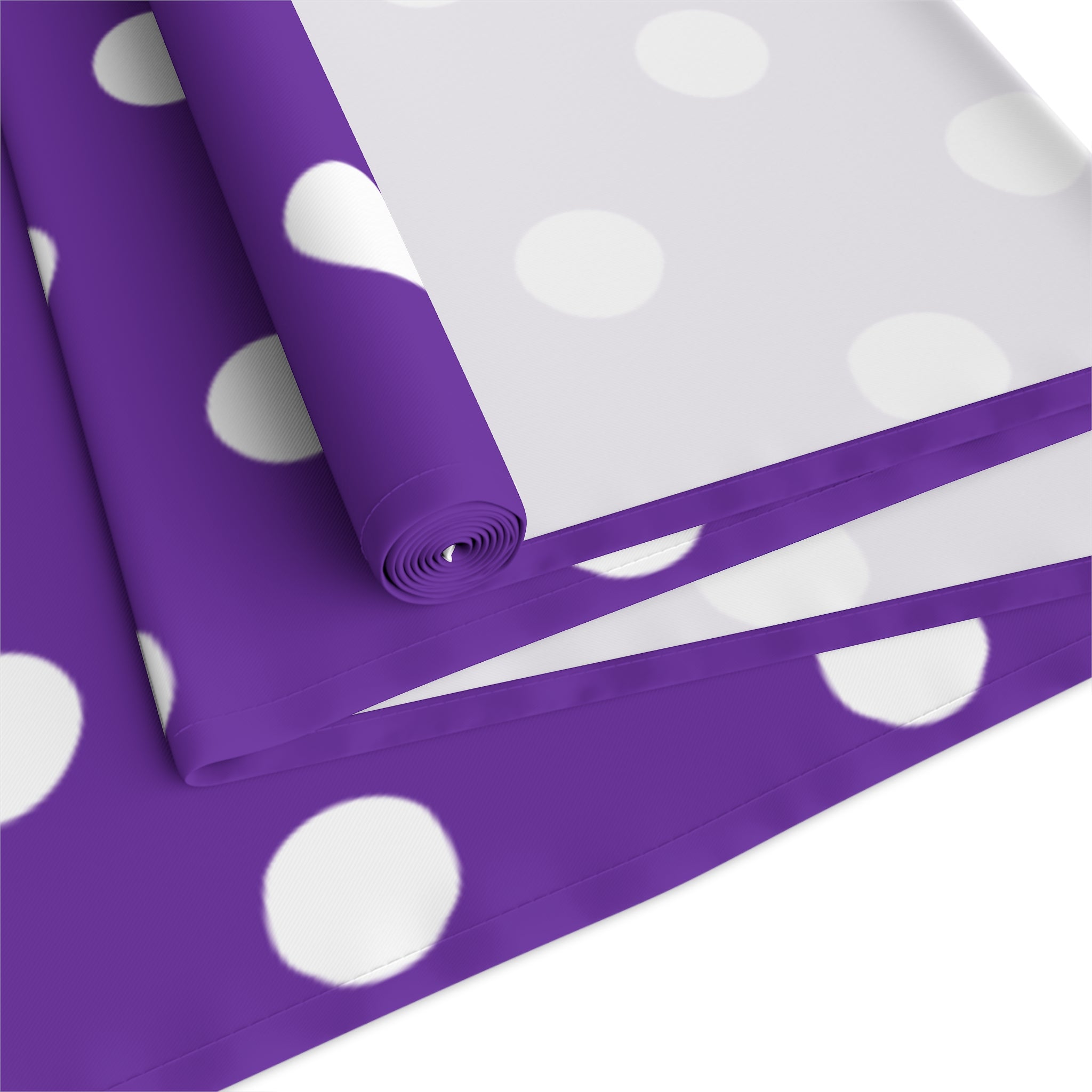 Purple White Polka Dot Table Runner — Cotton-Poly Decorative Accent for Dining, Parties & Easter