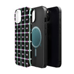Geom Stripe Magnetic Phone Case — Black with Mint & Lavender Pattern