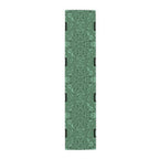 Emerald Marble Table Runner — Green Swirl Cotton-Poly Dining Decor
