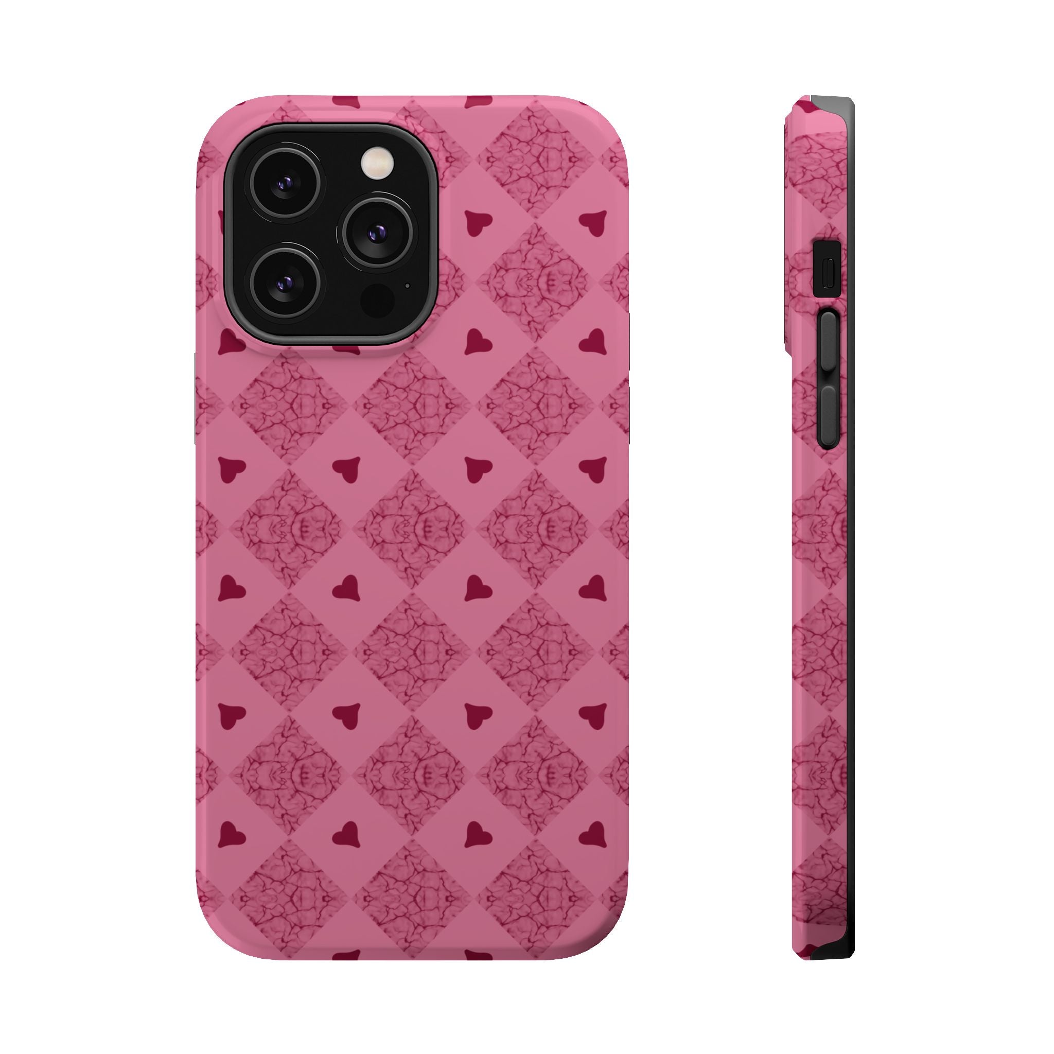 Pink Vintage Hearts Magnetic Impact-Resistant Phone Case