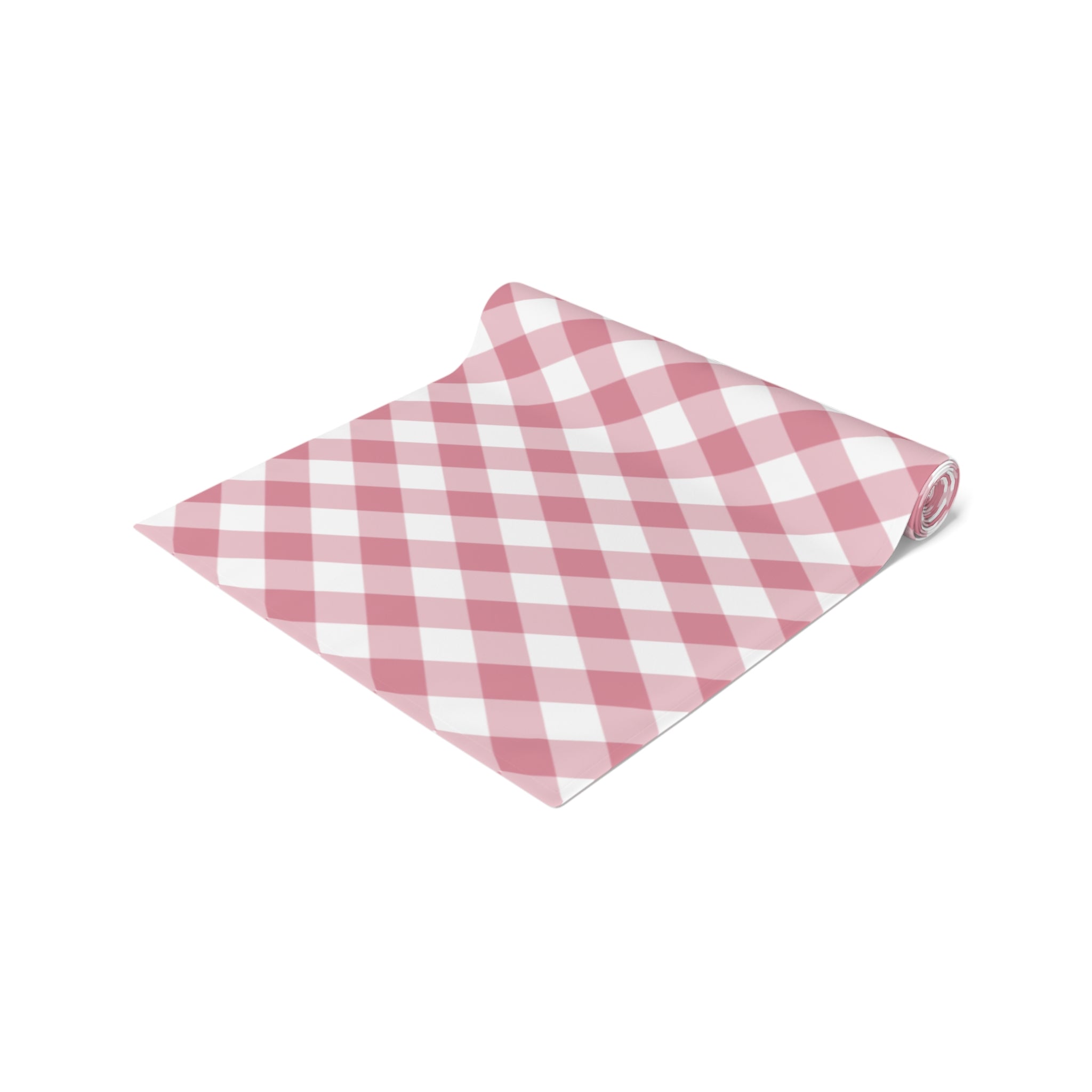 Pink Gingham Table Runner — Cotton-Blend Plaid Decor for Farmhouse, Spring & Picnic Tables