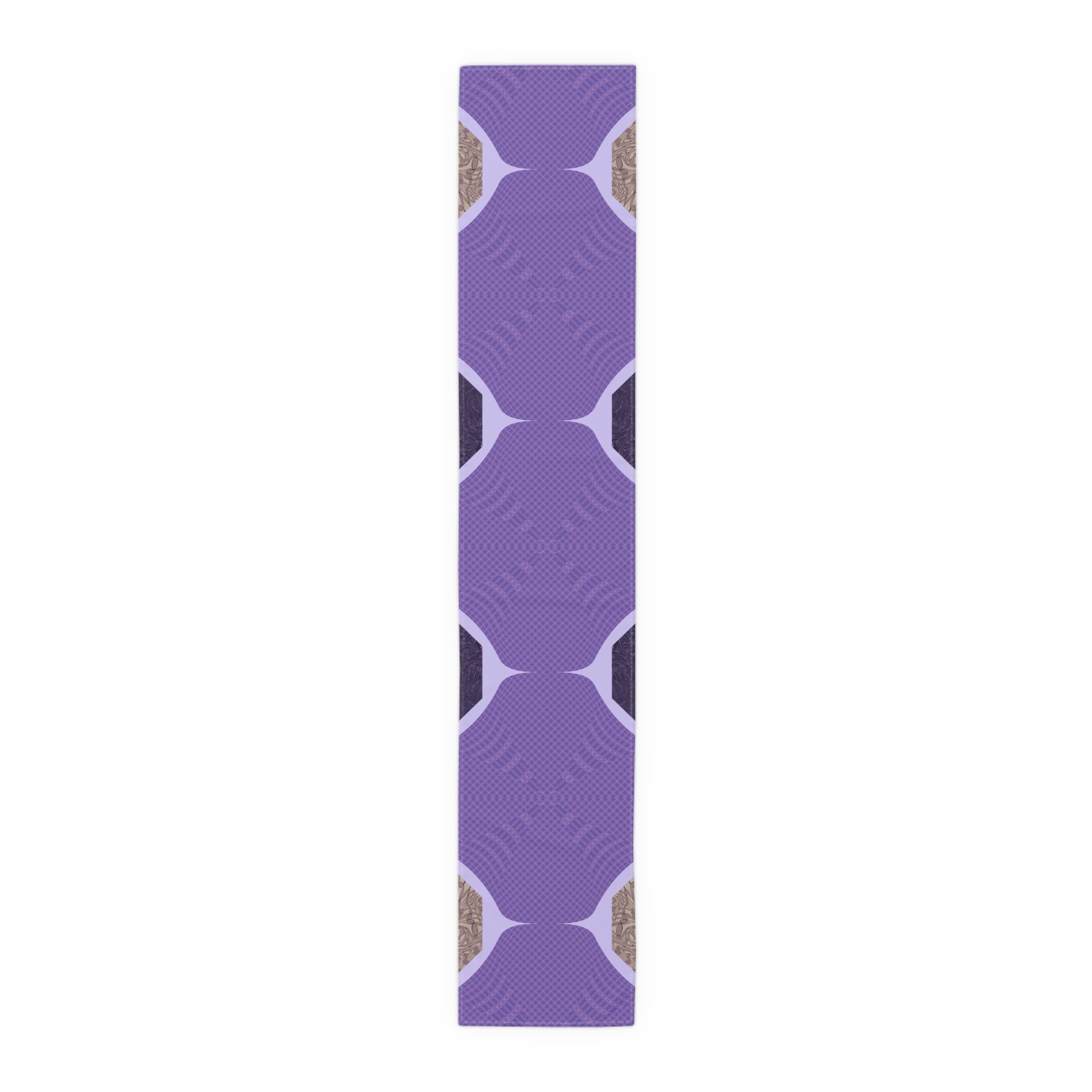 Purple Geometric Table Runner — Modern Abstract Dining Accent