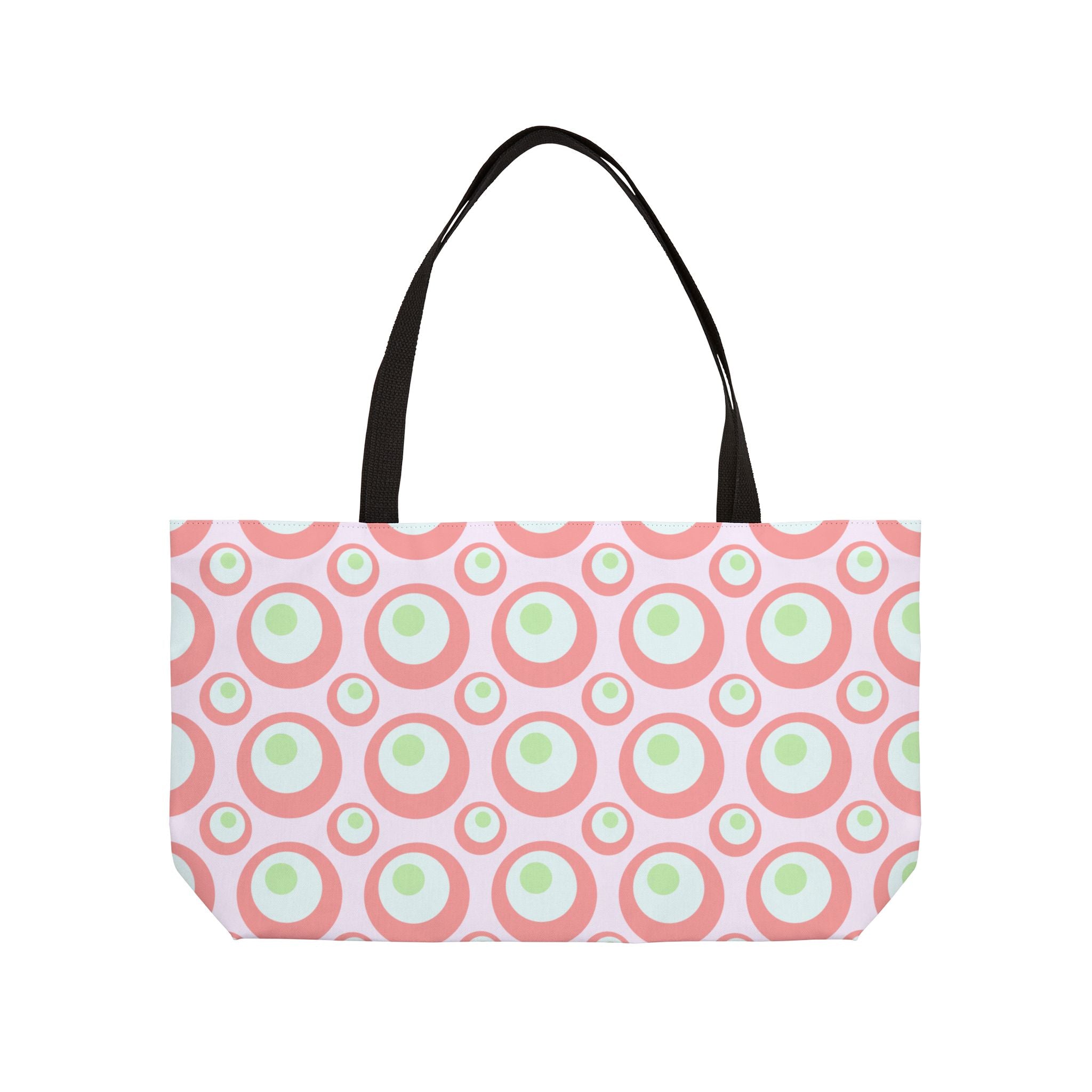 Pink Retro Circle Weekender Tote Bag — Vintage-Inspired Summer Beach Bag