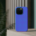 Phone Case — Blue & Purple Gingham Magnetic Impact-Resistant Case