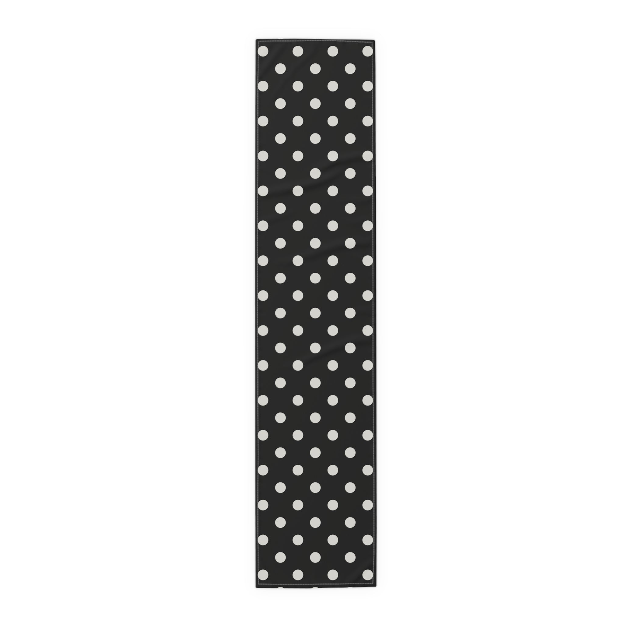 Black Polka Dot Table Runner – Classic Dotted Cotton-Poly Dining Accent