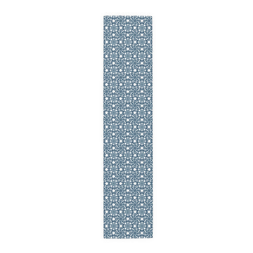 Blue Moroccan Tile Table Runner — Cotton-Poly Decorative Dining Accent
