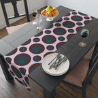Retro Polka Dot Table Runner — Midcentury Circles Cotton-Poly Dining Accent