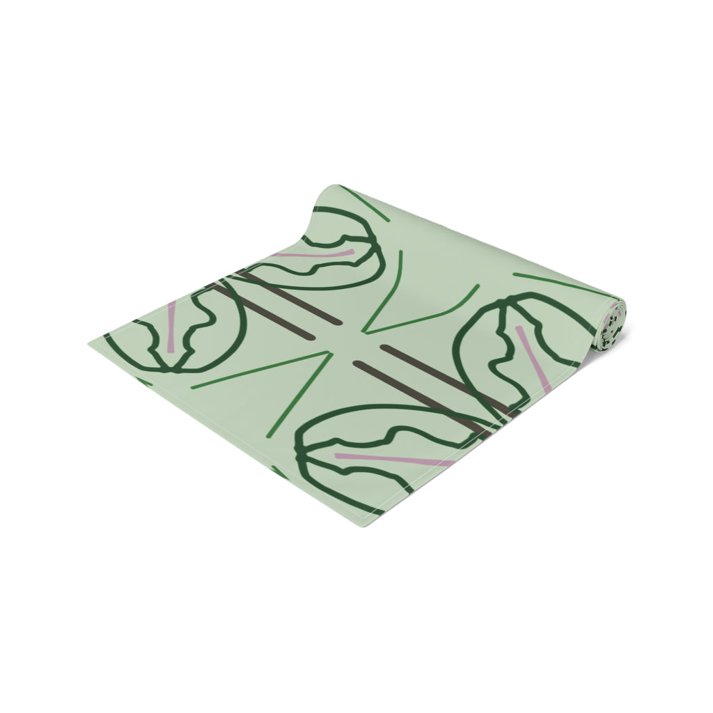 Green Geometric Floral Table Runner