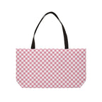 Gingham Weekender Tote Bag — Pink Picnic Pattern Travel & Beach Bag