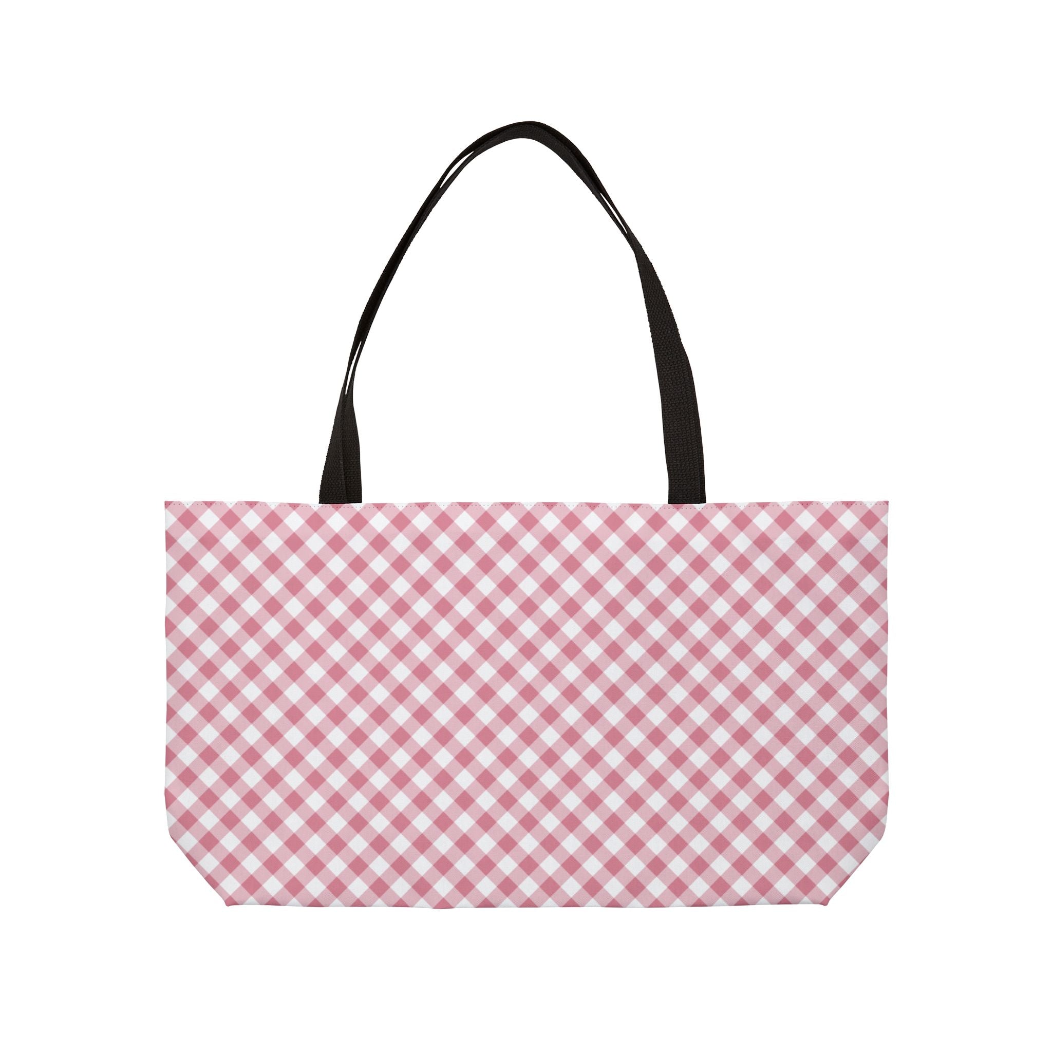 Gingham Weekender Tote Bag — Pink Picnic Pattern Travel & Beach Bag