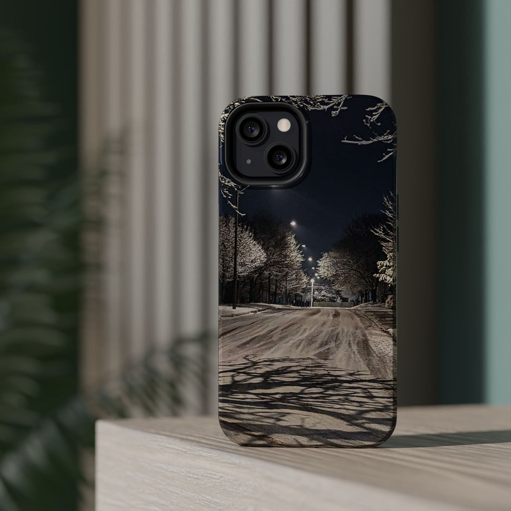 Winter Night Snow Road Magnetic Impact-Resistant Phone Case