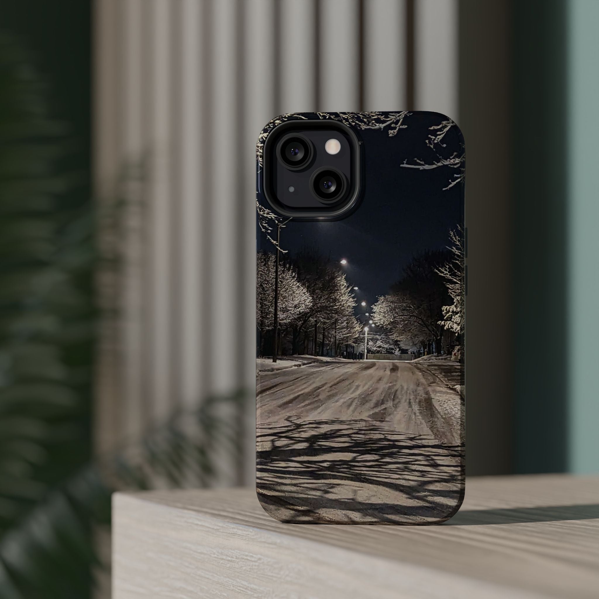 Winter Night Snow Road Magnetic Impact-Resistant Phone Case