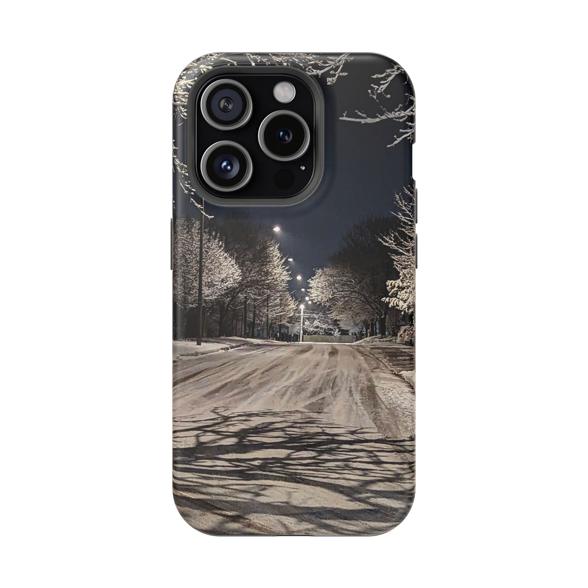 Winter Night Snow Road Magnetic Impact-Resistant Phone Case