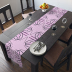 Pink Floral Geometric Table Runner — Modern Blossom Dining Decor