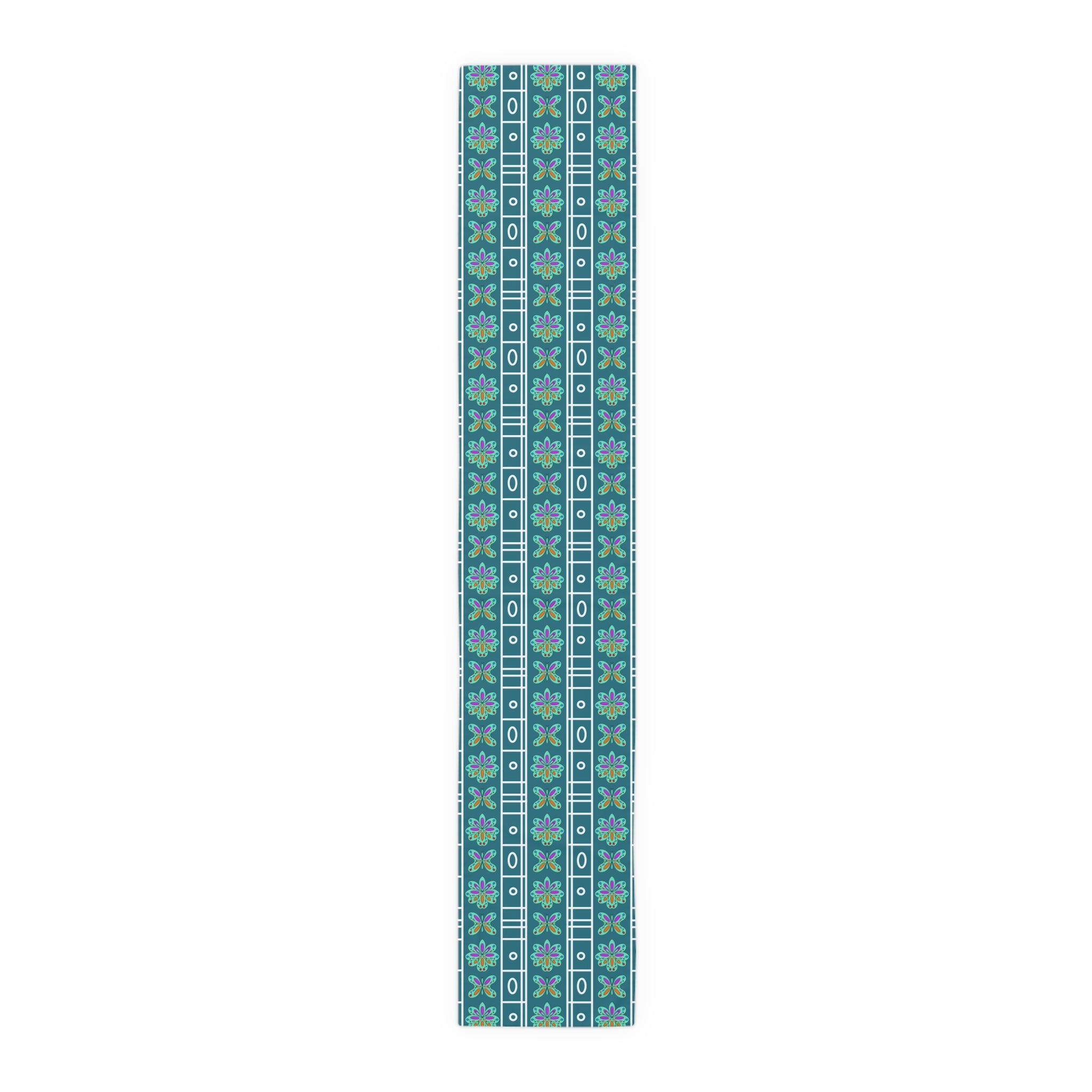 Colourful Floral Geometric Table Runner — Mediterranean-Inspired Cotton-Poly Dining Decor