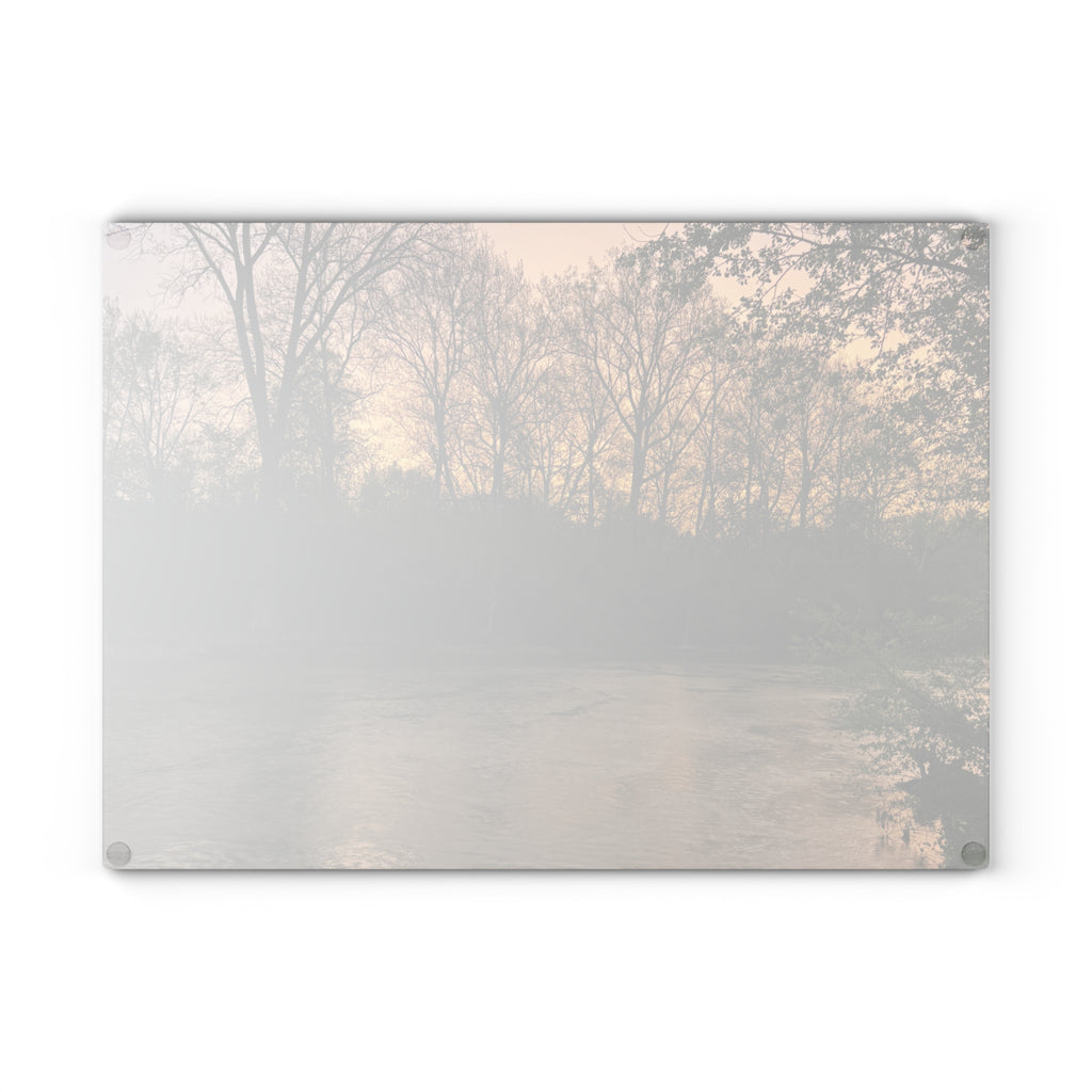 Glass Cutting Board - Tranquil River Sunset Landscape Decorative Cutting Board