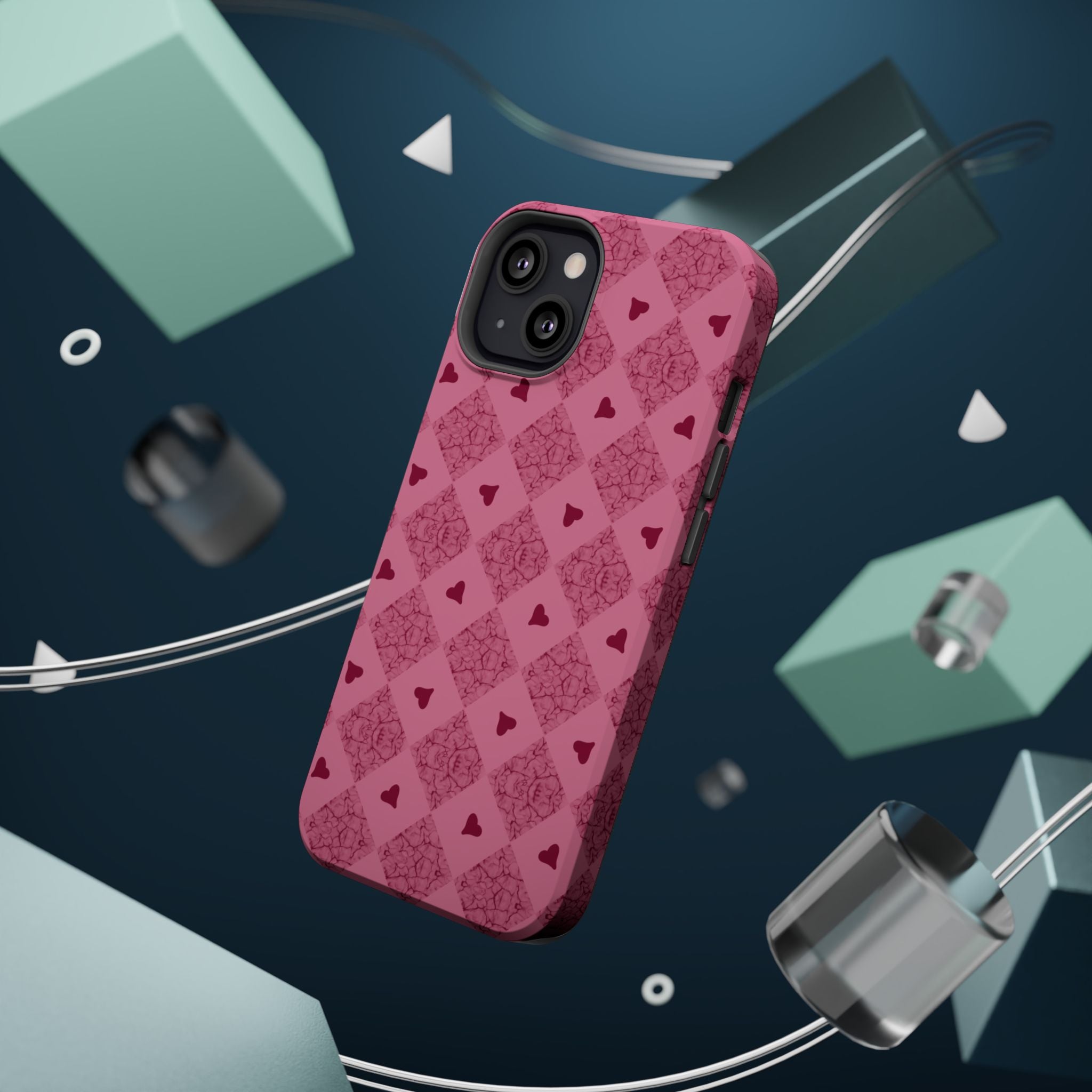 Pink Vintage Hearts Magnetic Impact-Resistant Phone Case