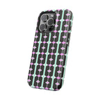 Geom Stripe Magnetic Phone Case — Black with Mint & Lavender Pattern