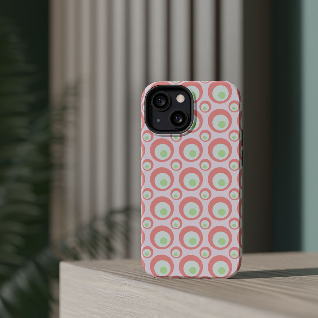 Pink Retro Circles Magnetic Impact-Resistant Phone Case