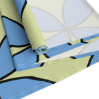Geometric Blossom Table Runner — Blue & Lime Retro Pattern