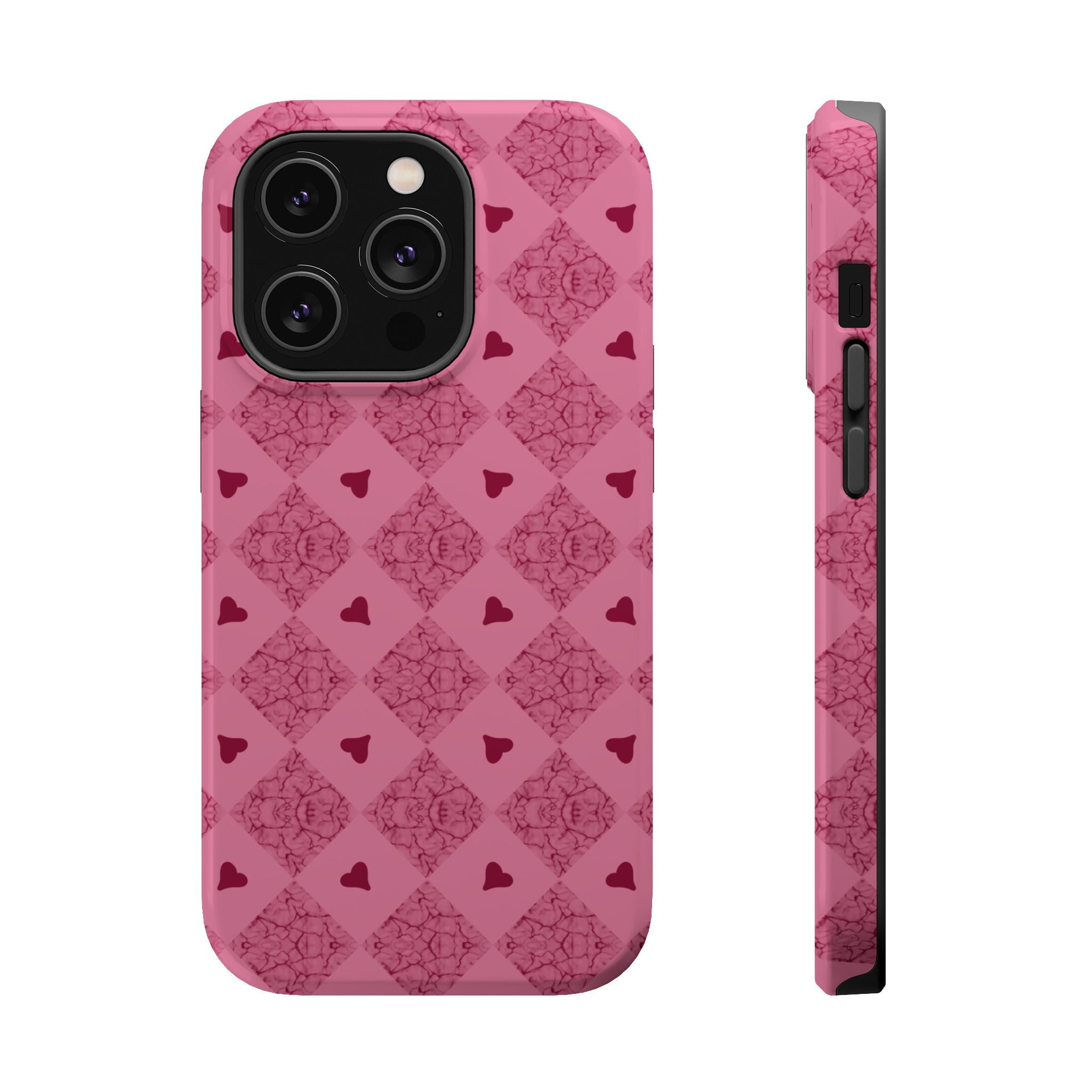 Pink Vintage Hearts Magnetic Impact-Resistant Phone Case