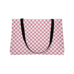 Gingham Weekender Tote Bag — Pink Picnic Pattern Travel & Beach Bag