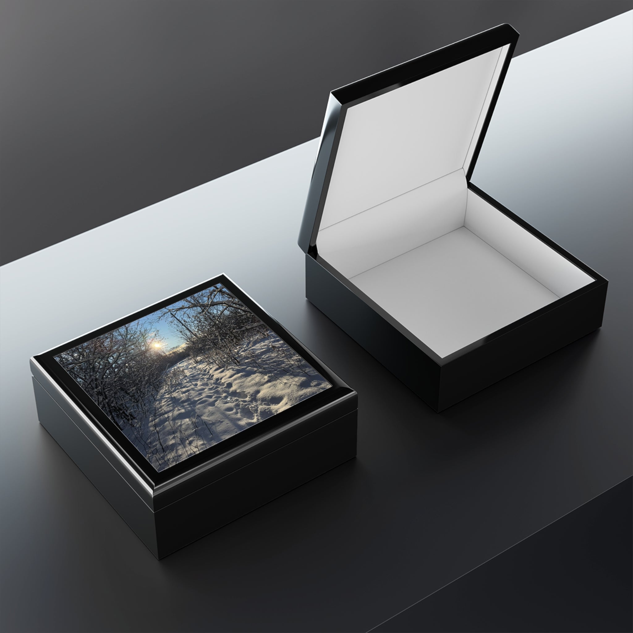 Winter Sun Snow Path Jewelry Box