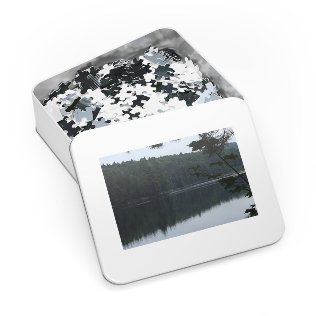 Lake Reflection Jigsaw Puzzle (with Tin) — Tranquil Forest Landscape Puzzle