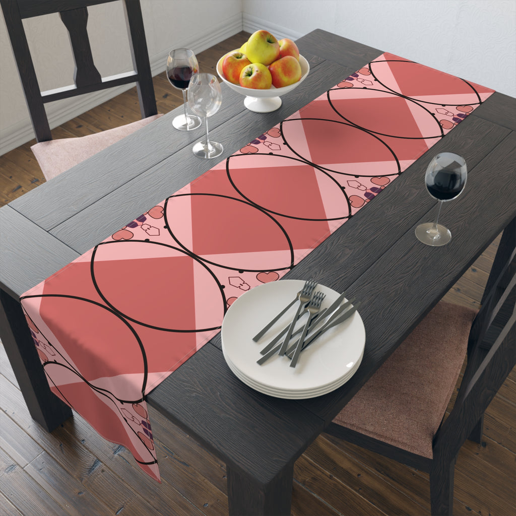 Pink Geometric Heart Table Runner