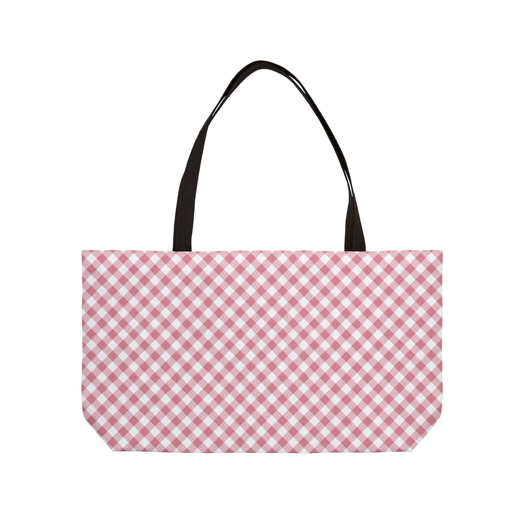Gingham Weekender Tote Bag — Pink Picnic Pattern Travel & Beach Bag