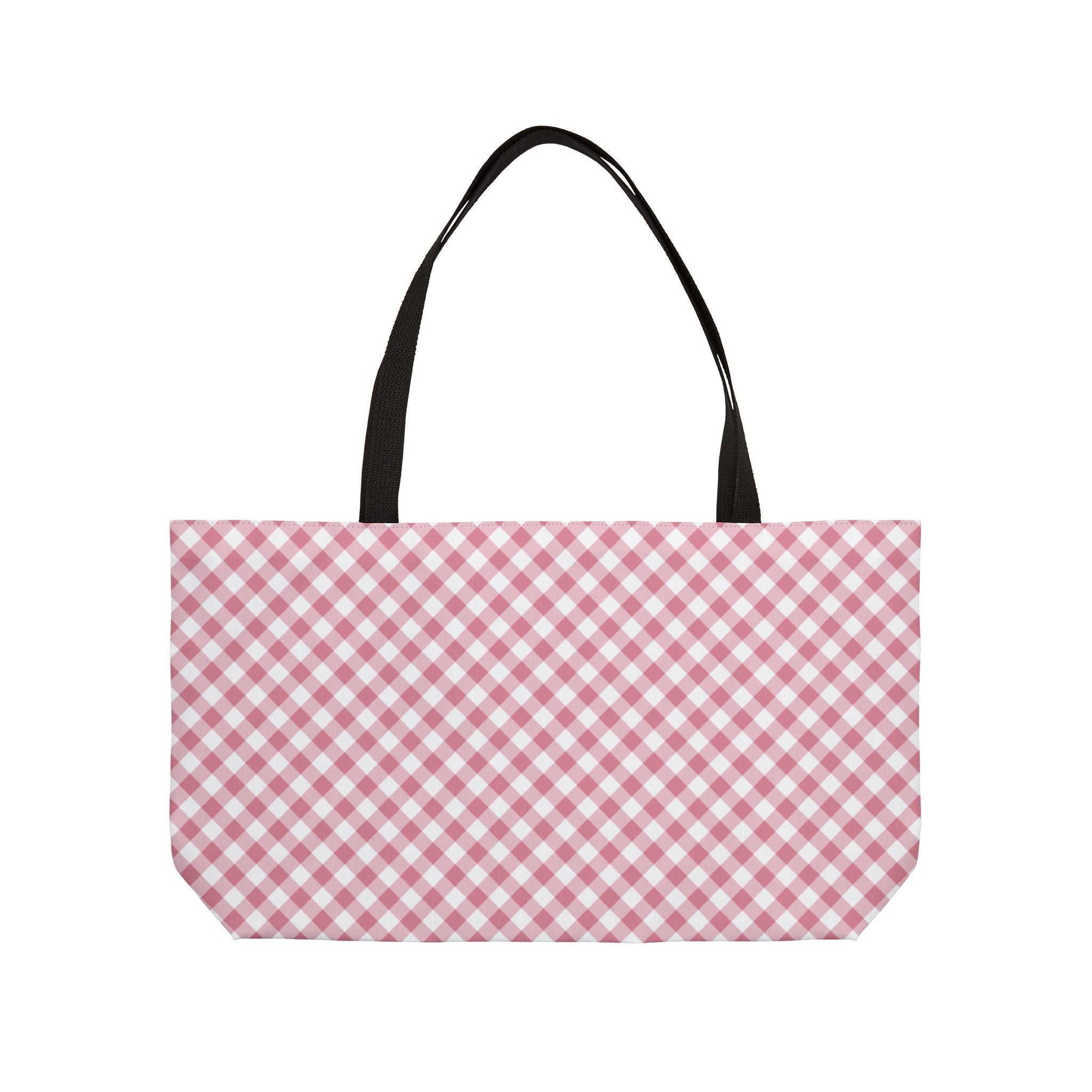 Gingham Weekender Tote Bag — Pink Picnic Pattern Travel & Beach Bag