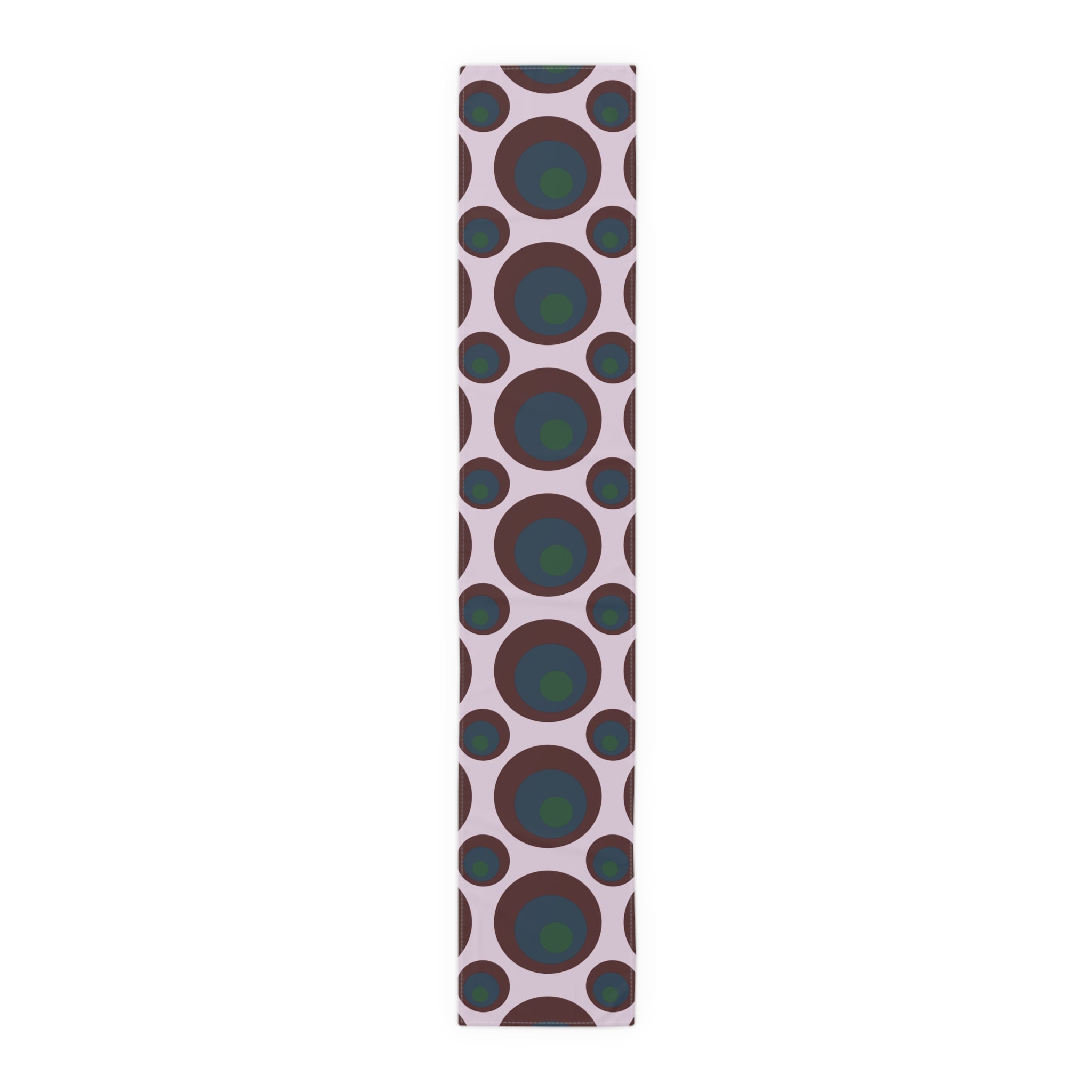 Retro Polka Dot Table Runner — Midcentury Circles Cotton-Poly Dining Accent