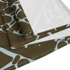 Geometric Mosaic Table Runner — Brown & Sage Decorative Dining Accent