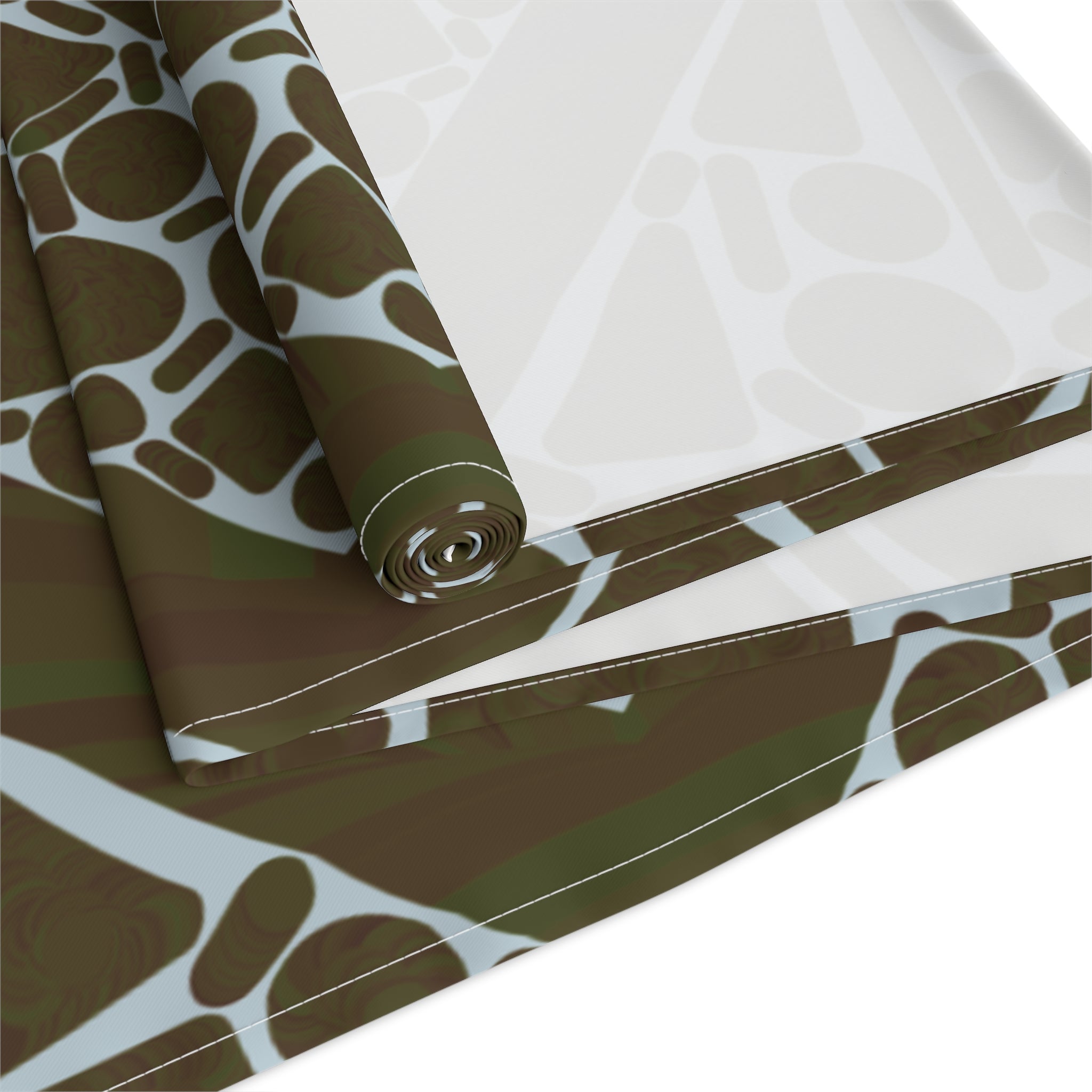 Geometric Mosaic Table Runner — Brown & Sage Decorative Dining Accent