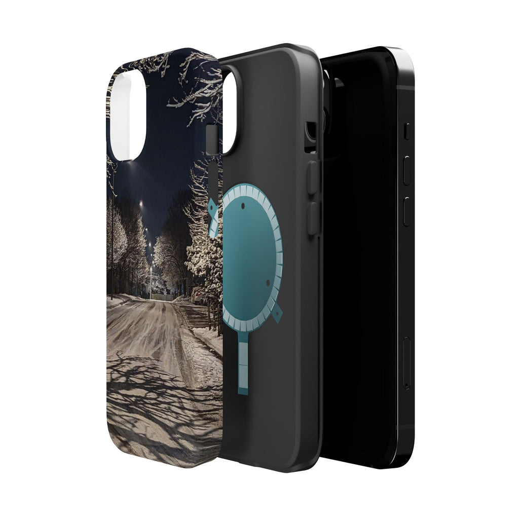 Winter Night Snow Road Magnetic Impact-Resistant Phone Case