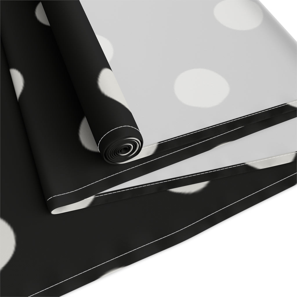 Black Polka Dot Table Runner – Classic Dotted Cotton-Poly Dining Accent