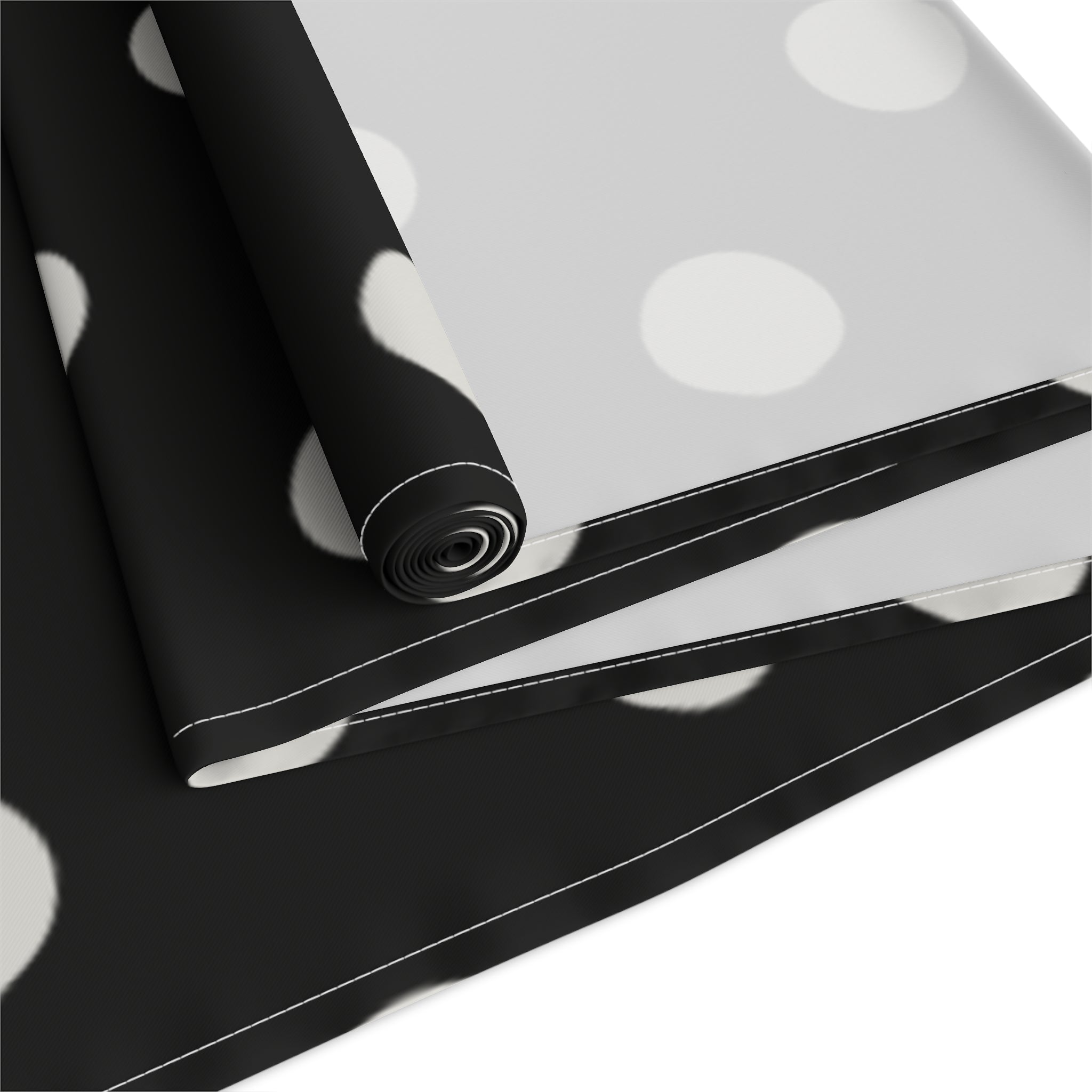 Black Polka Dot Table Runner – Classic Dotted Cotton-Poly Dining Accent